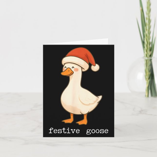 Cartão Festive And Mpy Goose Santa Hat Xmas Light Matchin (Frente)