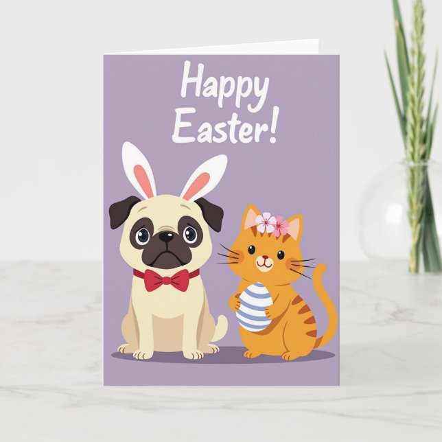 Cartão Festive Animal Friends Easter Card (Frente)