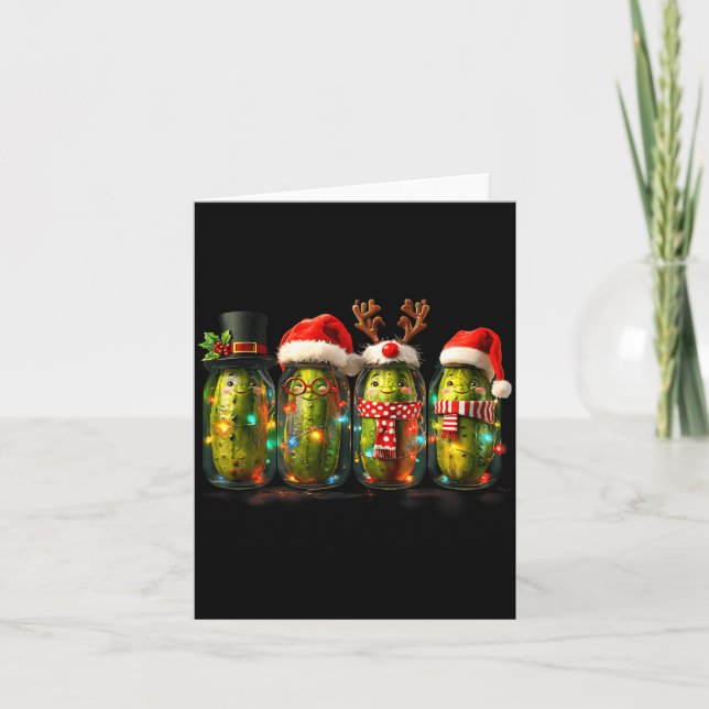 Cartão Festive Ckle Jar Meme Christmas Lights Santa Hat X (Frente)