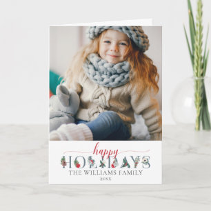 Cartão Festive Foliage Happy Holidays Floral Greeting