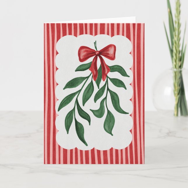 Cartão Festive Greenery Watercolor Holiday Card (Frente)