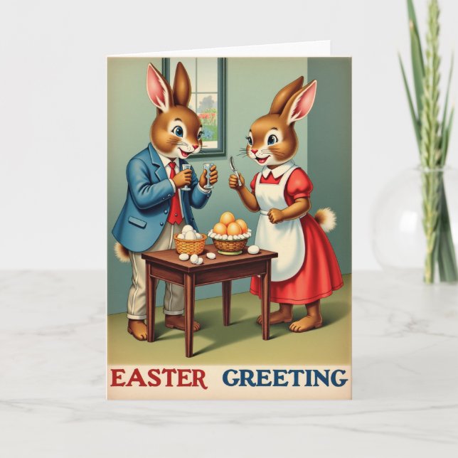 Cartão Festive Hare Holiday Egg Card (Frente)