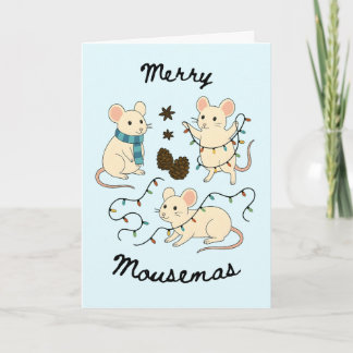 Cartão Festive Mice with Fairy Lights – Christmas Card