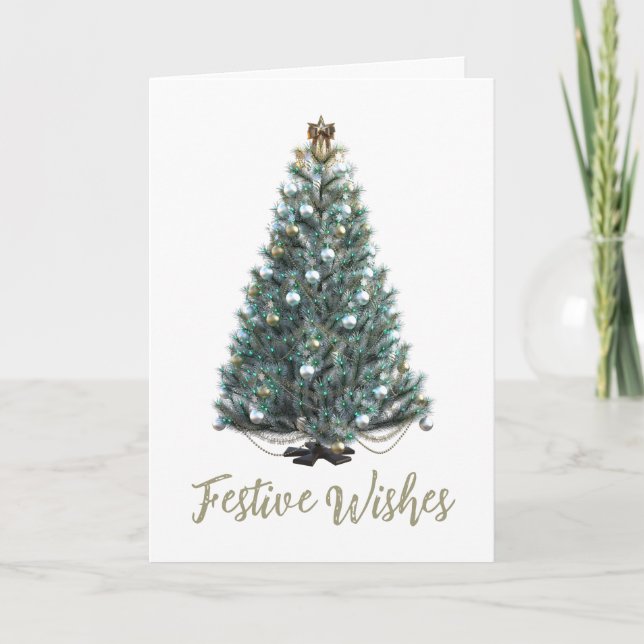 Cartão Festive Wishes. Christmas tree design (Frente)