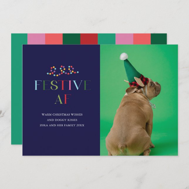 Cartão Festivo AF Funny Pet Photo Holiday (Frente/Verso)