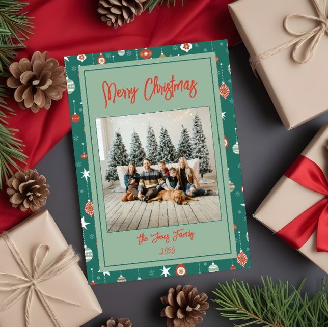 Cartão Festivo Baubles & Snowflakes Natal (Criador carregado)