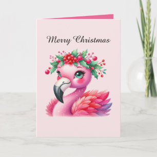 Cartão Festivo, cor-de-rosa, flamingo, personalizável