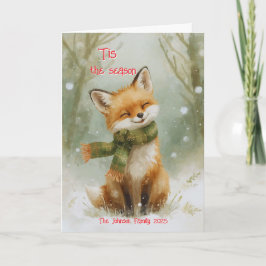 Cartão Festivo de Férias Fox Woodland