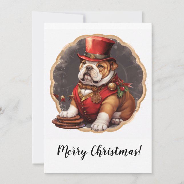 Cartão Festivo de Natal para Cavalheiro Bulldog (Frente)