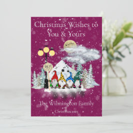 Cartão Festivo Elf Quartet Family Christmas Flat