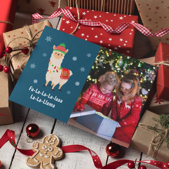 Cartão Festivo Festivo Llama Foto Feriada do Pun (Criador carregado)