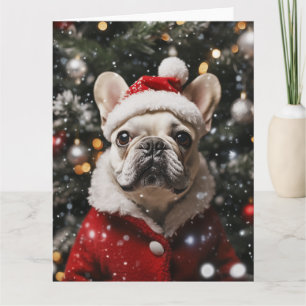 Cartão Festivo Frenchie: Retrato de Férias