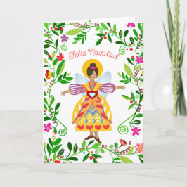 Cartão Festivo Moderno Povo Anjo Natal Espanhol