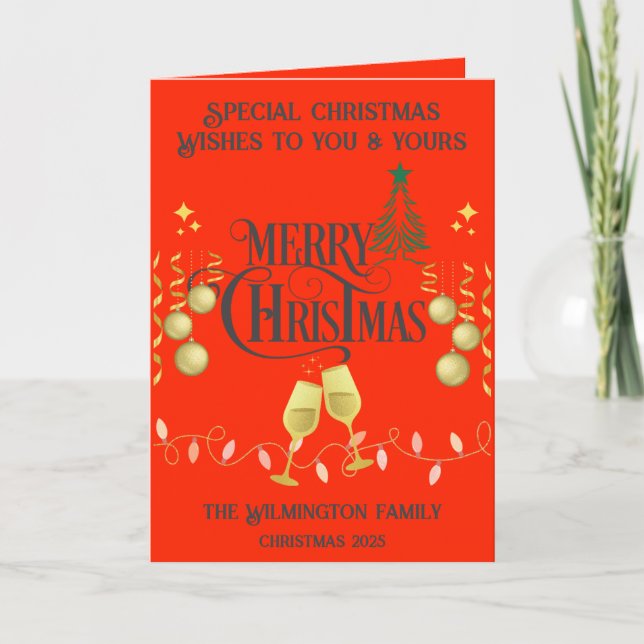 Cartão Festivo Muito Feliz Foto de Natal (Frente)