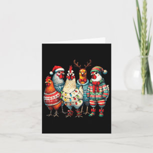 Cartão Festivo Natal Galinhas Que Luzes Fazenda Animal