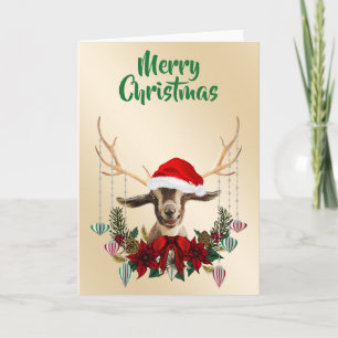 Cartão Festivo Natal Toggenburg Goat Kid