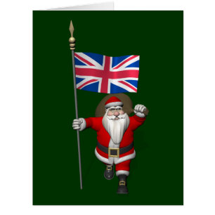 Cartão Festivo Papai Noel Com Bandeira Do Reino Unido