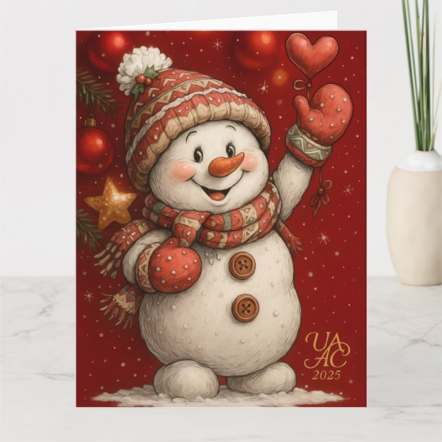 Cartão Festliches Weihnachtsmotiv auf rotem Hintergrund (Frente)