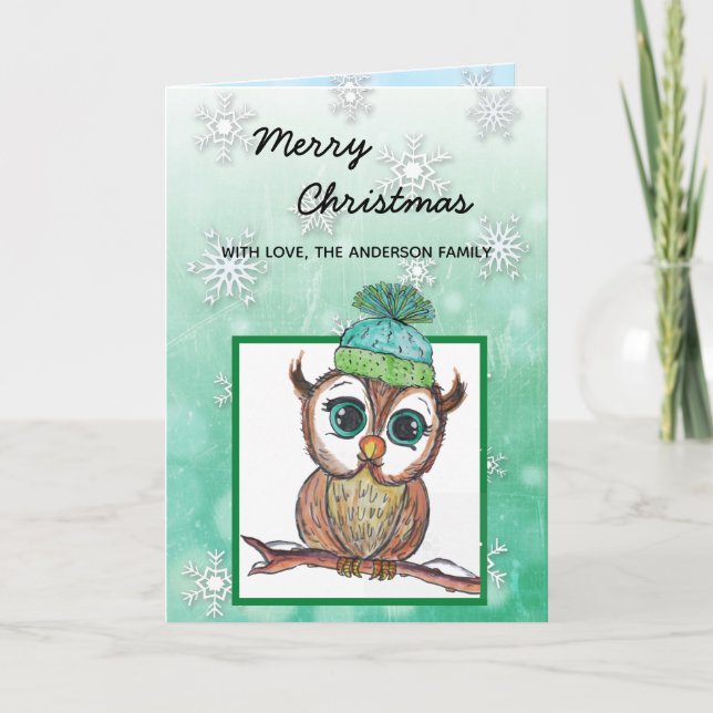 Cartão FesWinter Owl Felry Christmas (Frente)