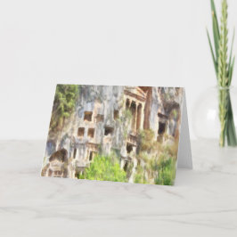 Cartão Fethiye Antigos Tombs Lycian Watercolor