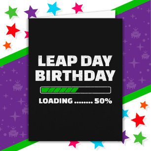 Cartão Fev 29 Ano Leap Aniversário 50% Dia do Leap de Car