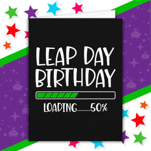 Cartão Fev 29 Dia de Leap Aniversário 50% Ano de Carregam