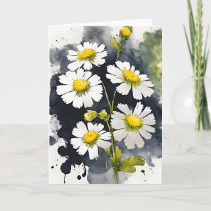 Cartão Feverfew - Flores em aquarela