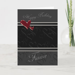 Cartão Fiance Happy Birthday card, para homens com coraçã