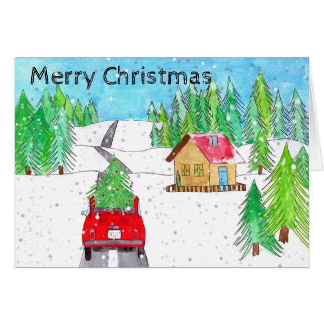 Cartão Fiat 500 em Floresta Neve Personalizável (Frente Horizontal)