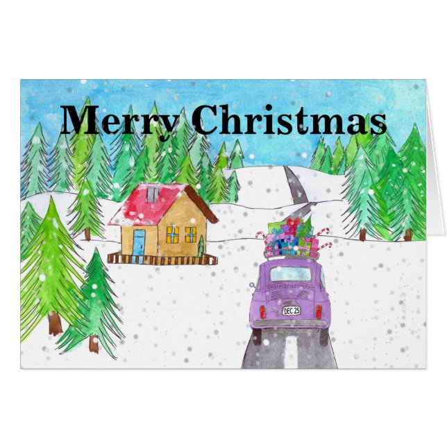 Cartão Fiat 500 em Floresta Neve Personalizável (Frente Horizontal)