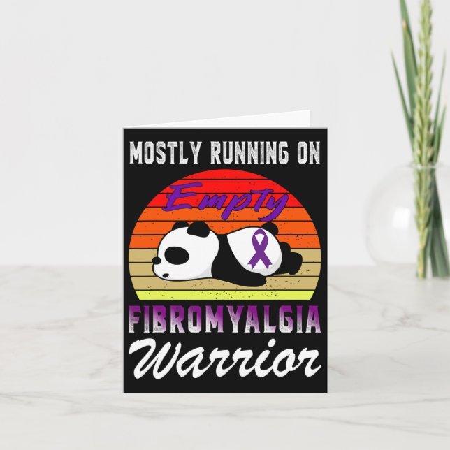 Cartão Fibromialgia Guerreira Púrpura Fita Diversão Panda (Frente)