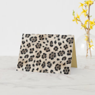 Cartão Ficar Selvagem Leopardo da Neve Olhar de Faux Pelú