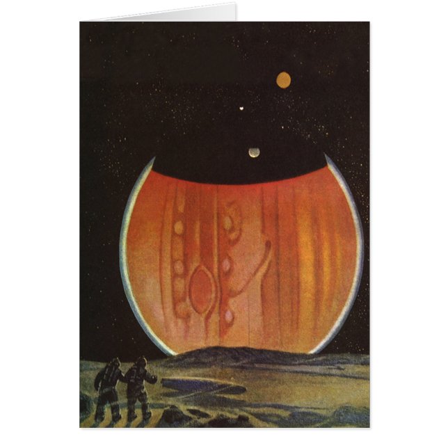 Cartão Ficha científica em Vintage, astronautas em Ganyme (Frente)