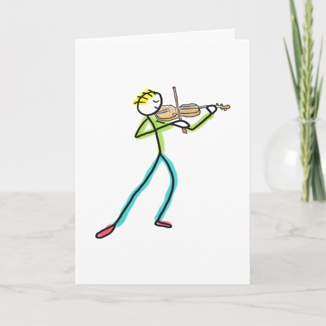 Cartão Fiddle Playing Stickman (Frente)