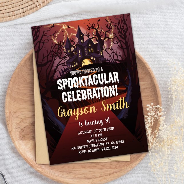 Cartão Fiducioso para Crianças ou Adultos (Spooktacular Halloween Birthday Invitations)