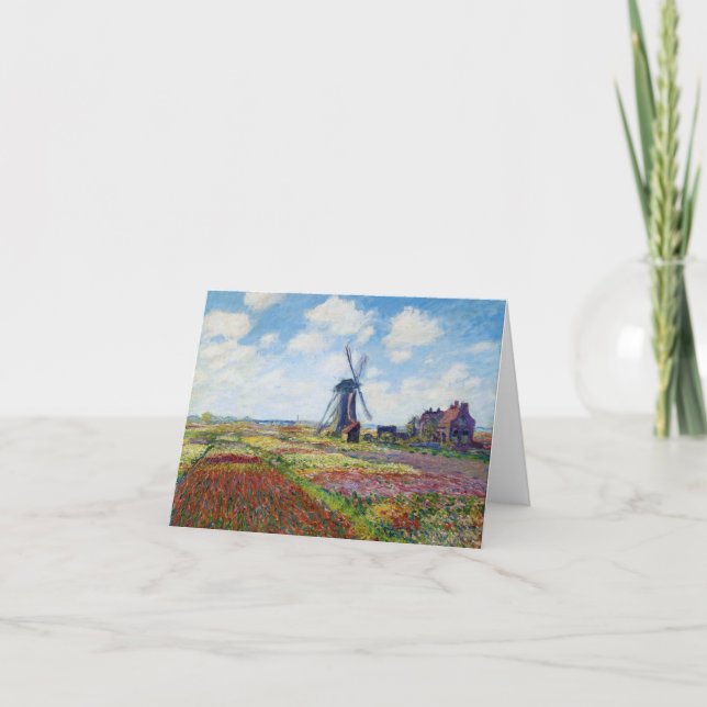 Cartão Fields of Tulip With The Rijnsburg Windmill Monet (Frente)