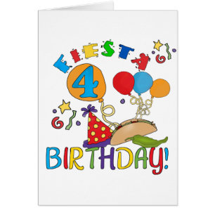 Cartão Fiesta 4º aniversário T-shirts e presentes