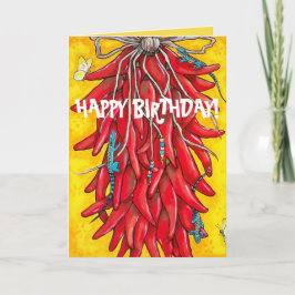 Cartão Fiesta Birthday Card Red Chili Chile Pepper Ristra
