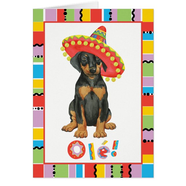 Cartão Fiesta Doberman Pinscher (Frente)