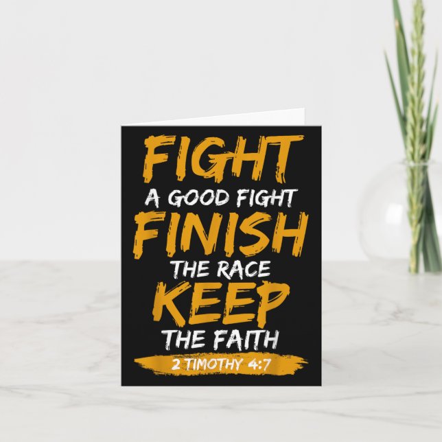 Cartão Fight A Good Fight 2 Timothy 4_7 Christian Faith  (Frente)