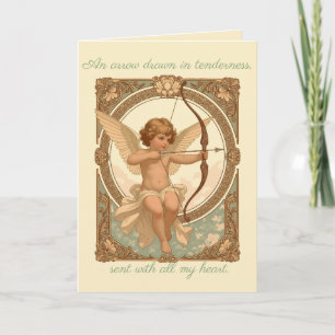 Cartão Figura Angelical Art Nouveau Estilo Vintage Fofo