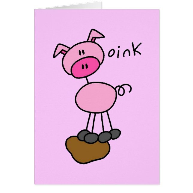 Cartão Figura camiseta e presentes da vara do porco (Frente)