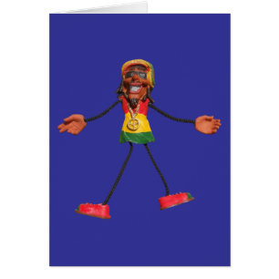 Cartão Figura da vara de Rasta com sinal de paz Dourado