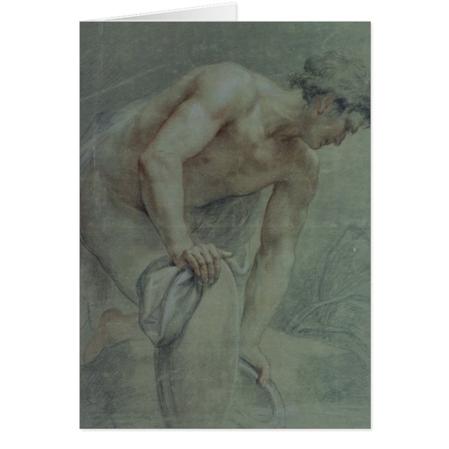 Cartão Figura de um guerreiro, drapejada em parte, século (Frente)