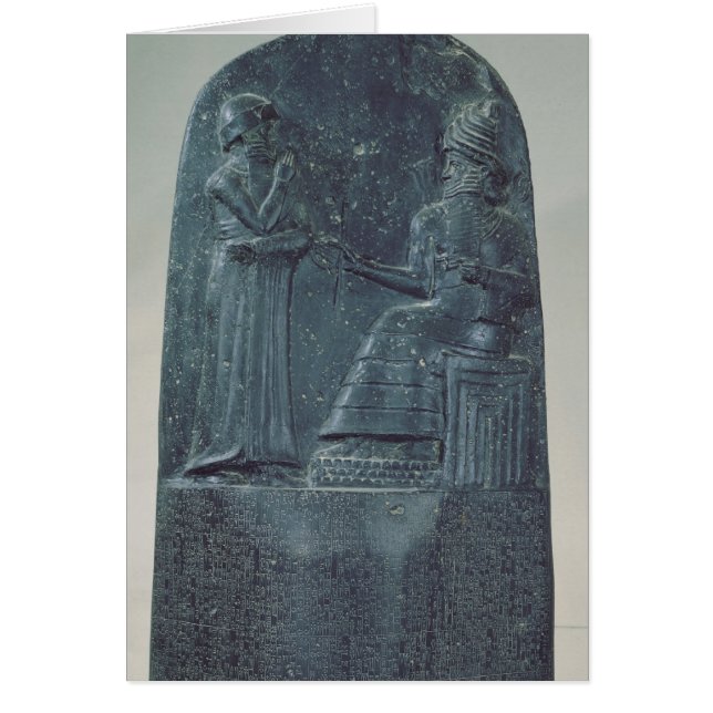 Cartão Figura do alivio do deus Shamash que dita leis (Frente)