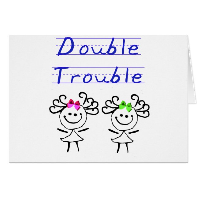 Cartão Figura meninas da vara do gêmeo (Frente Horizontal)