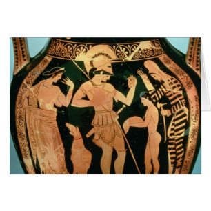 Cartão Figura vermelha vaso do sótão que descreve um