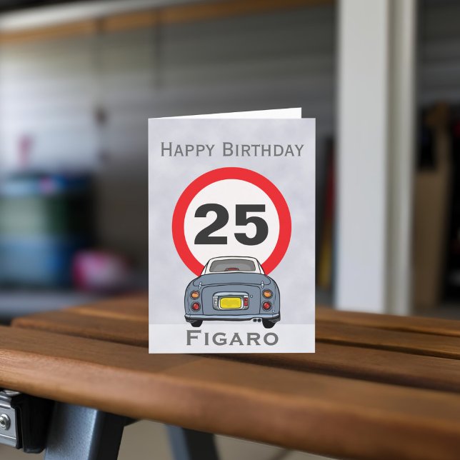 Cartão Figuras Lapis Cinza Figaro Car Aniversário (Happy birthday to your car! (or send it to your figaro loving friends))