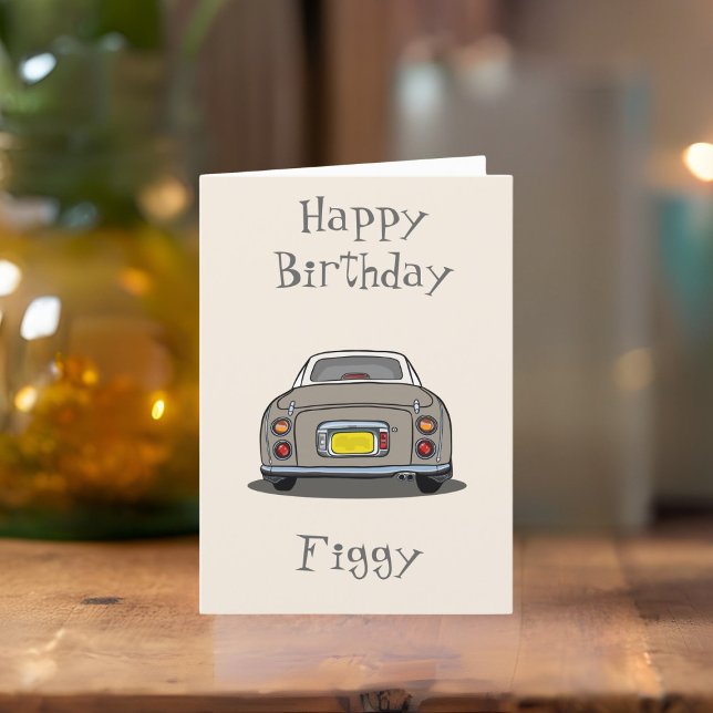 Cartão Figuras Topaz Figaro Car Happy Birthday Card (Happy Birthday to your Topaz Mist Figaro! Send them this card. They'll love you even more!)