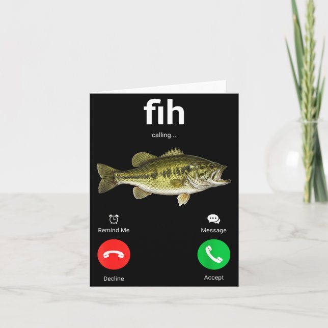 Cartão Fih Calling Decline Accept Funny Phone Call Misspe (Frente)